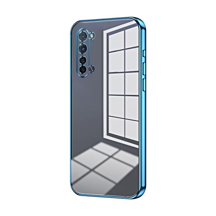 For OPPO Reno3 5G / Find X2 Lite Transparent Plating Fine Hole Phone Case(Blue) - OPPO Cases by PMC Jewellery | Online Shopping South Africa | PMC Jewellery | Buy Now Pay Later Mobicred