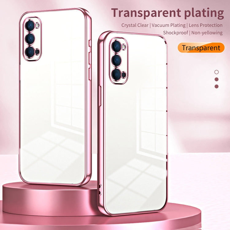 For OPPO Reno4 Transparent Plating Fine Hole Phone Case(Pink) - OPPO Cases by PMC TechLife | Online Shopping South Africa | PMC TechLife | Buy Now Pay Later Mobicred