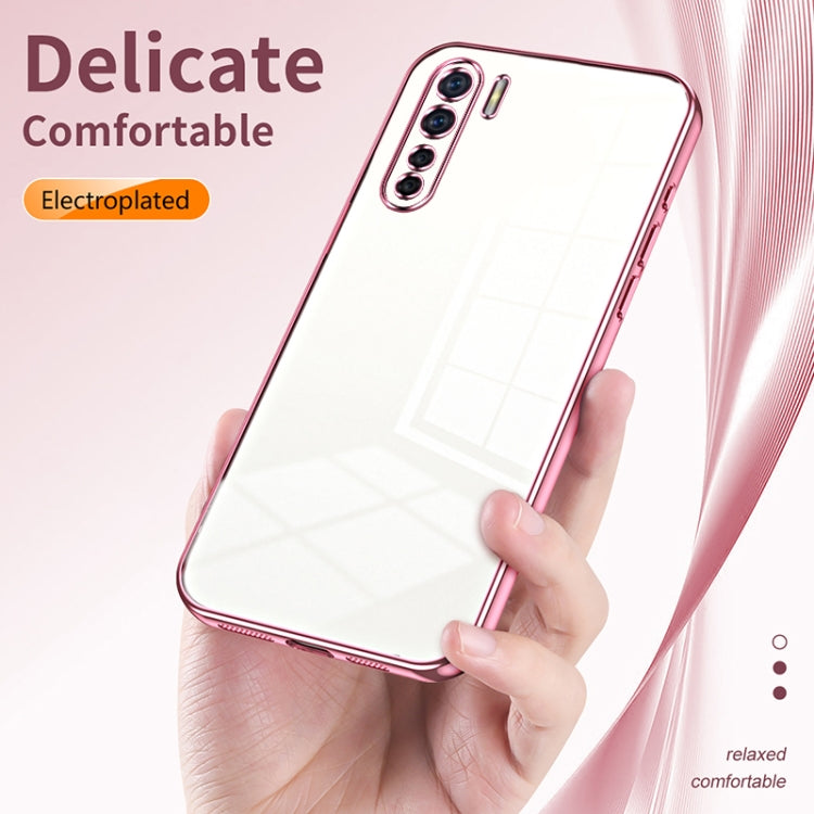 For OPPO Reno3 4G / F15 / A91 Transparent Plating Fine Hole Phone Case(Purple) - OPPO Cases by PMC Jewellery | Online Shopping South Africa | PMC Jewellery | Buy Now Pay Later Mobicred