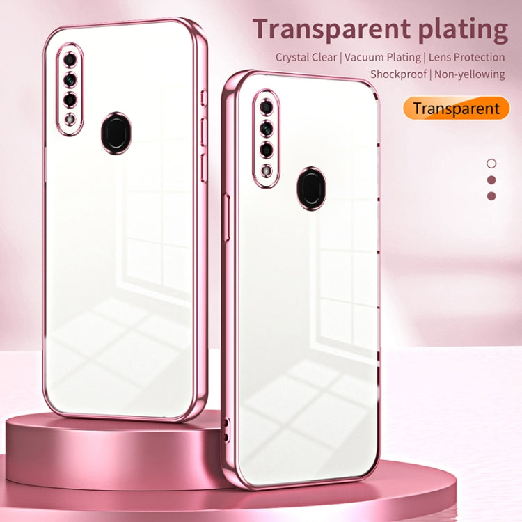 For OPPO A8 / A31 2020 Transparent Plating Fine Hole Phone Case(Black) - OPPO Cases by PMC Jewellery | Online Shopping South Africa | PMC Jewellery | Buy Now Pay Later Mobicred