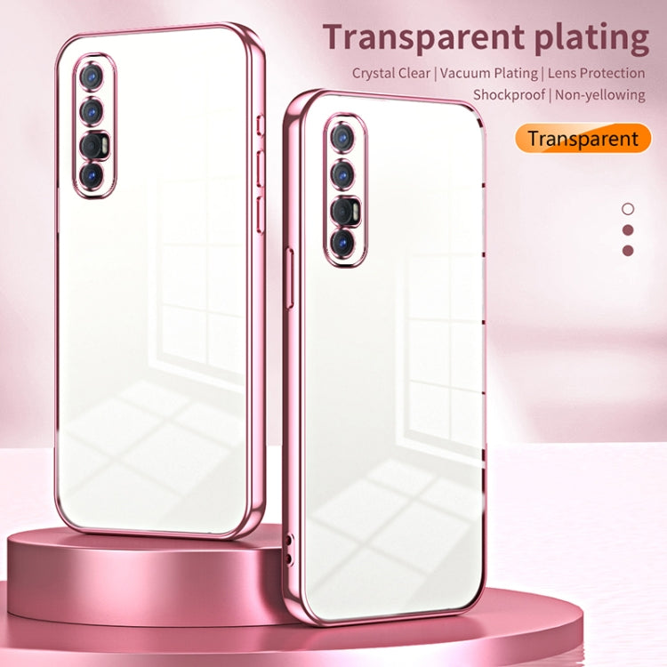 For OPPO Reno3 Pro Transparent Plating Fine Hole Phone Case(Pink) - OPPO Cases by PMC TechLife | Online Shopping South Africa | PMC TechLife | Buy Now Pay Later Mobicred