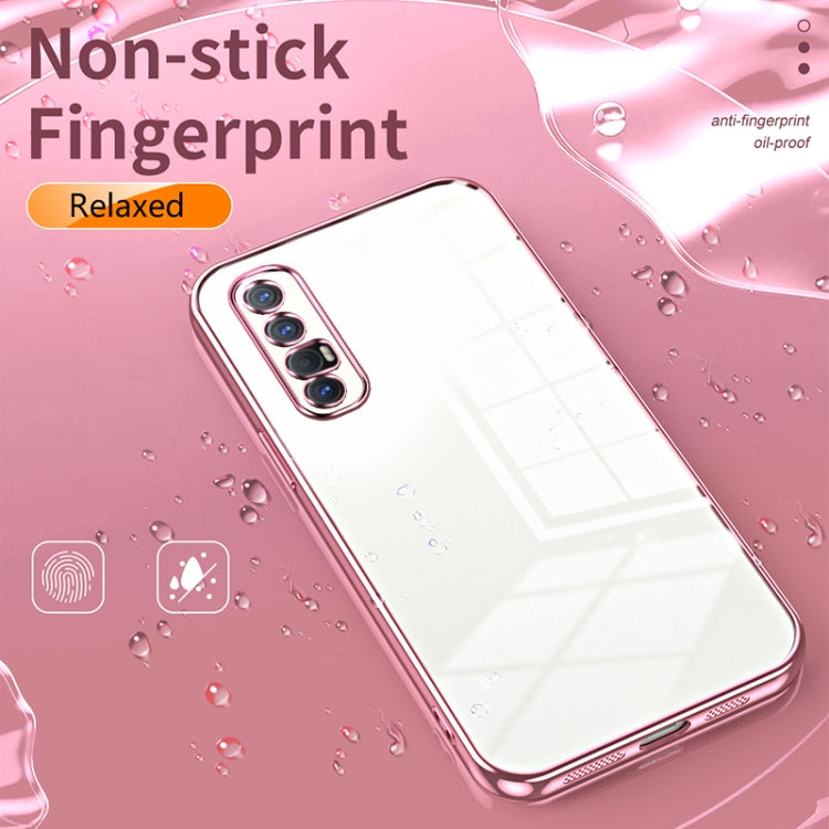 For OPPO Reno3 Pro Transparent Plating Fine Hole Phone Case(Pink) - OPPO Cases by PMC TechLife | Online Shopping South Africa | PMC TechLife | Buy Now Pay Later Mobicred