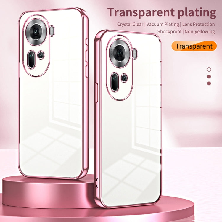 For OPPO Reno11 Global Transparent Plating Fine Hole Phone Case(Purple) - Reno11 Cases by PMC Jewellery | Online Shopping South Africa | PMC Jewellery | Buy Now Pay Later Mobicred