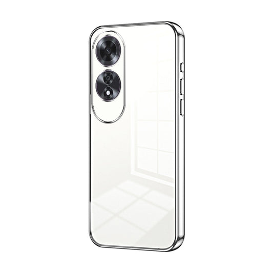 For OPPO A60 Transparent Plating Fine Hole Phone Case(Silver) - OPPO Cases by PMC Jewellery | Online Shopping South Africa | PMC Jewellery | Buy Now Pay Later Mobicred