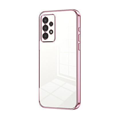 For Samsung Galaxy A13 4G Transparent Plating Fine Hole Phone Case(Pink) - Galaxy Phone Cases by PMC Jewellery | Online Shopping South Africa | PMC Jewellery