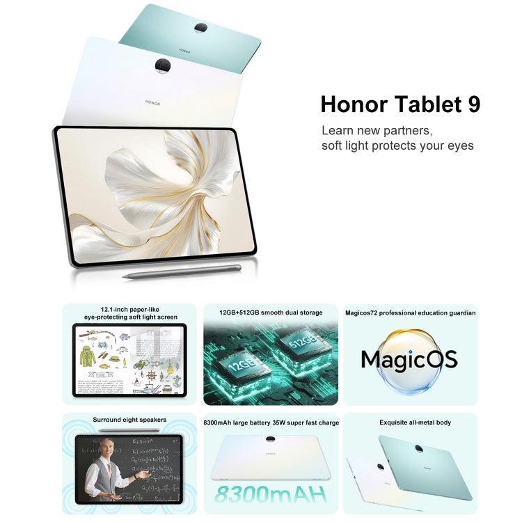 Honor Tablet 9 12.1 inch WiFi, Soft Light 12GB+256GB, MagicOS 7.2 Snapdragon 6 Gen1 Octa Core 2.2GHz, Not Support Google Play(Grey) - Huawei by Huawei | Online Shopping South Africa | PMC Jewellery