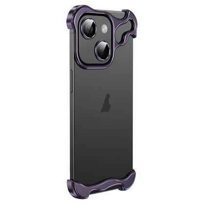 For iPhone 15 Plus Frameless Metal Corner Pad Phone Case with Lens Film(Purple) - iPhone 15 Plus Cases by PMC Jewellery | Online Shopping South Africa | PMC Jewellery | Buy Now Pay Later Mobicred