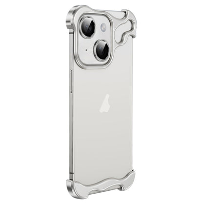 For iPhone 15 Frameless Metal Corner Pad Phone Case with Lens Film(White) - iPhone 15 Cases by PMC Jewellery | Online Shopping South Africa | PMC Jewellery | Buy Now Pay Later Mobicred