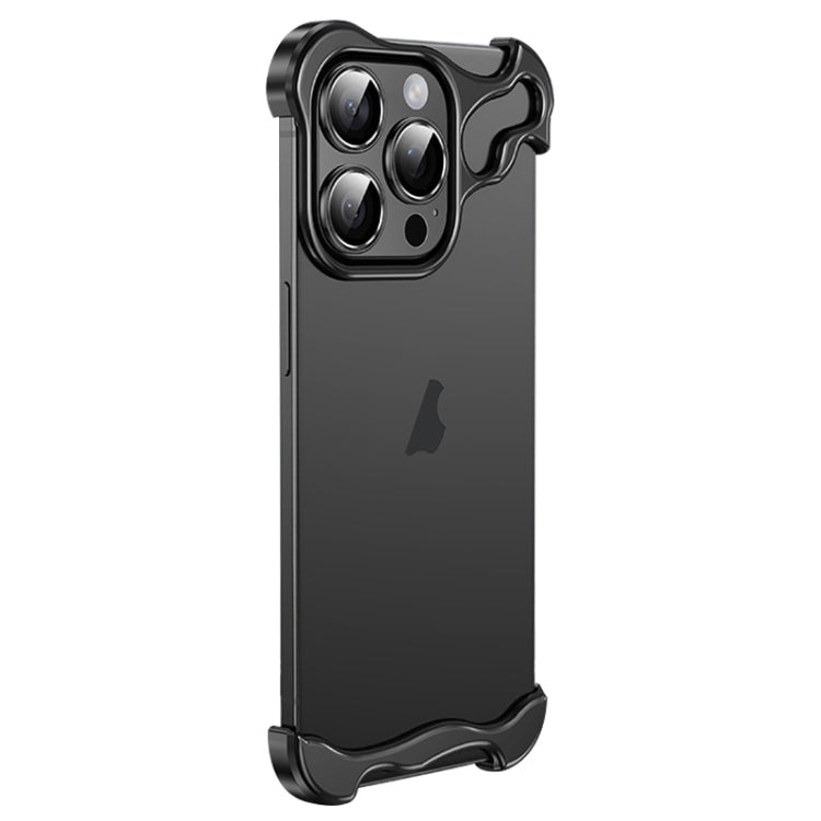 For iPhone 13 Pro Frameless Metal Corner Pad Phone Case with Lens Film(Black) - iPhone 13 Pro Cases by PMC TechLife | Online Shopping South Africa | PMC TechLife