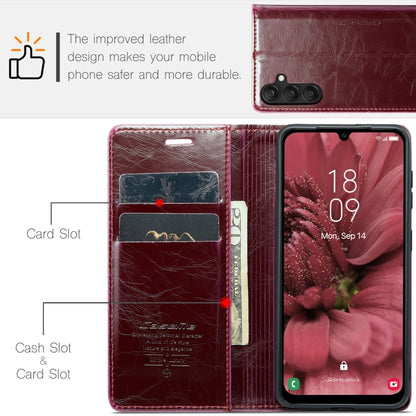 For Samsung Galaxy A25 CaseMe 003 Crazy Horse Texture Flip Leather Phone Case(Mulberry Red) - Galaxy Phone Cases by CaseMe | Online Shopping South Africa | PMC Jewellery | Buy Now Pay Later Mobicred