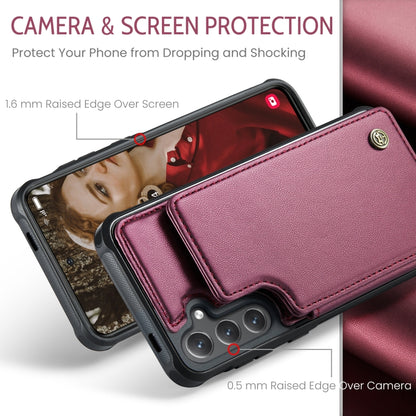 For Samsung Galaxy S24 5G CaseMe C22 PC+TPU Business Style RFID Anti-theft Leather Phone Case(Wine Red) - Galaxy S24 5G Cases by CaseMe | Online Shopping South Africa | PMC Jewellery | Buy Now Pay Later Mobicred