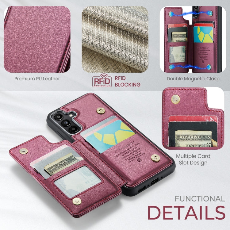 For Samsung Galaxy A35 5G CaseMe C22 PC+TPU Business Style RFID Anti-theft Leather Phone Case(Wine Red) - Galaxy Phone Cases by CaseMe | Online Shopping South Africa | PMC Jewellery | Buy Now Pay Later Mobicred