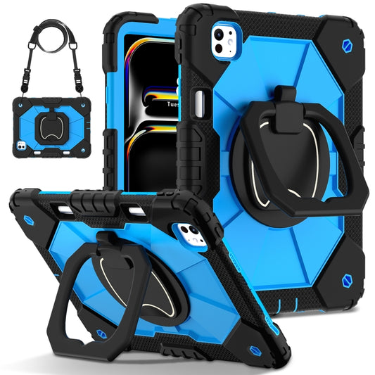 For iPad Pro 11 2024 Contrast Color Robot Silicone Hybrid PC Tablet Case(Black Blue) - iPad Pro 11 2024 Cases by PMC Jewellery | Online Shopping South Africa | PMC Jewellery | Buy Now Pay Later Mobicred