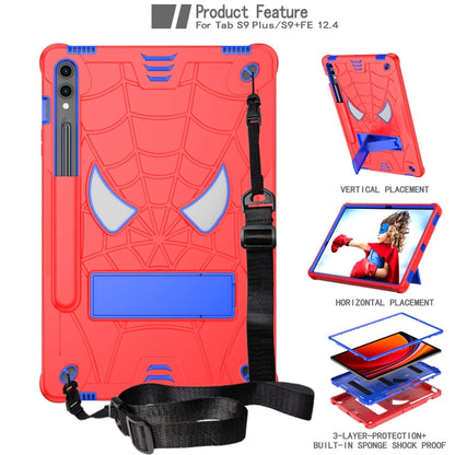 For Samsung Galaxy Tab S9 FE+ / S9+ Fold-Holder Spider Silicone Hybrid PC Tablet Case(Red Blue) - Galaxy Tab S9+ Cases by PMC Jewellery | Online Shopping South Africa | PMC Jewellery | Buy Now Pay Later Mobicred