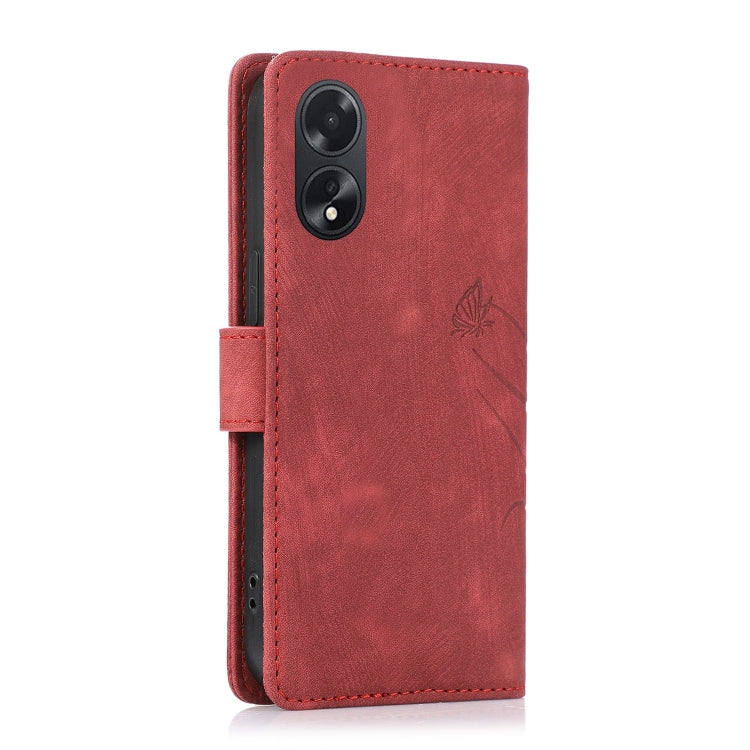 For OPPO A98 5G Orchid Butterfly Embossed Leather Phone Case(Red) - OPPO Cases by PMC Jewellery | Online Shopping South Africa | PMC Jewellery | Buy Now Pay Later Mobicred