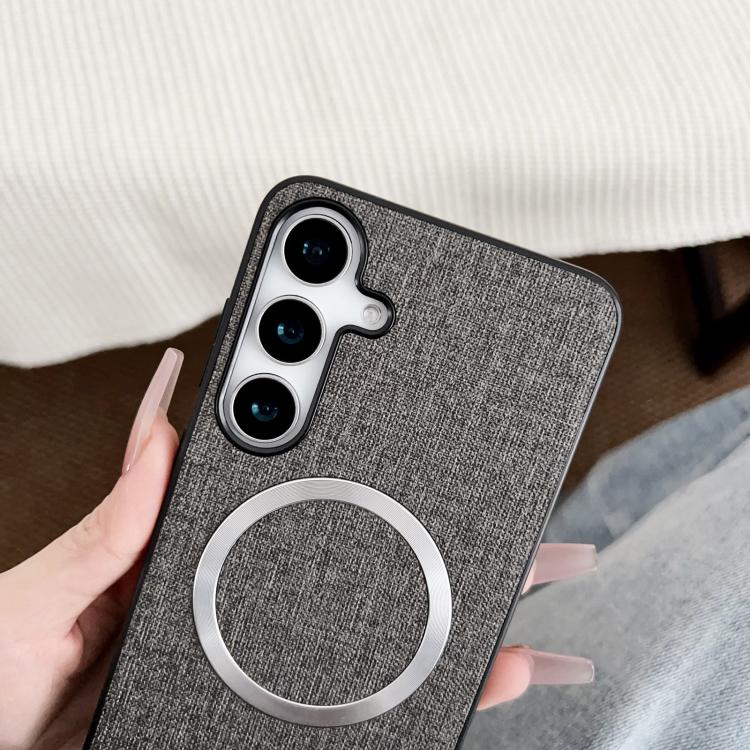 For Samsung Galaxy S25 5G Magsafe Magnetic Ring Cloth Texture Phone Case(Black) - Galaxy S25 5G Cases by PMC TechLife | Online Shopping South Africa | PMC TechLife | Buy Now Pay Later Mobicred
