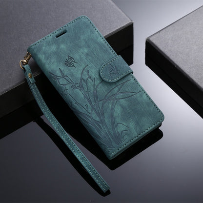 For Samsung Galaxy S8 Orchid Butterfly Embossed Leather Phone Case(Green) - Galaxy Phone Cases by PMC Jewellery | Online Shopping South Africa | PMC Jewellery