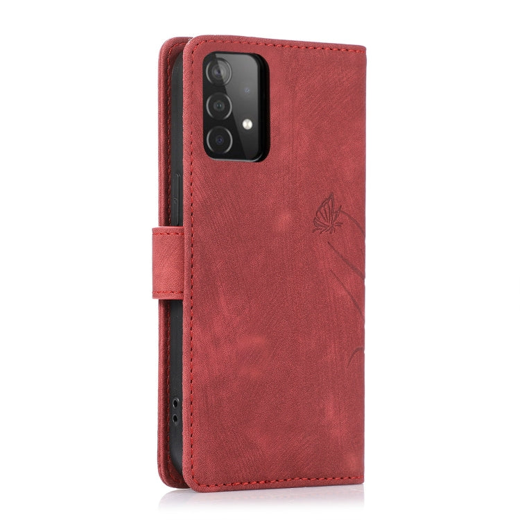 For Samsung Galaxy A73 Orchid Butterfly Embossed Leather Phone Case(Red) - Galaxy Phone Cases by PMC TechLife | Online Shopping South Africa | PMC TechLife