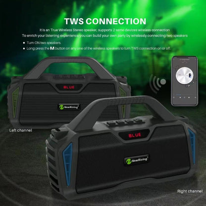 NewRixing NR6011 20W Portable Wireless Bluetooth Speaker TWS Subwoofer(Green) - Desktop Speaker by NewRixing | Online Shopping South Africa | PMC Jewellery | Buy Now Pay Later Mobicred