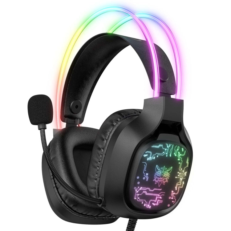 ONIKUMA X22 USB + 3.5mm Colorful Light Wired Gaming Headset with Mic, Cable length: 1.8m(Black) - Multimedia Headset by ONIKUMA | Online Shopping South Africa | PMC Jewellery | Buy Now Pay Later Mobicred