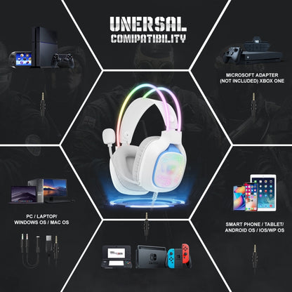 ONIKUMA X22 USB + 3.5mm Colorful Light Wired Gaming Headset with Mic, Cable length: 1.8m(White) - Multimedia Headset by ONIKUMA | Online Shopping South Africa | PMC Jewellery | Buy Now Pay Later Mobicred