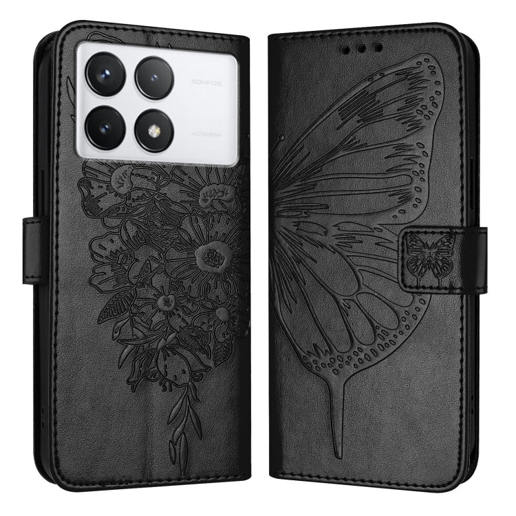 For Xiaomi Redmi K70 / K70 Pro Embossed Butterfly Leather Phone Case(Black) - K70 Cases by PMC Jewellery | Online Shopping South Africa | PMC Jewellery | Buy Now Pay Later Mobicred