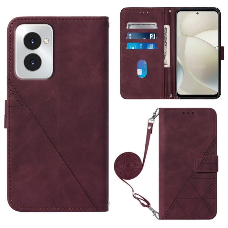 For Motorola Moto G Power 5G 2024 Crossbody 3D Embossed Flip Leather Phone Case(Wine Red) - Motorola Cases by PMC Jewellery | Online Shopping South Africa | PMC Jewellery | Buy Now Pay Later Mobicred