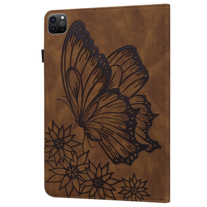 For iPad Pro 12.9 2022 / Air 13 2024 Big Butterfly Embossed Leather Tablet Case(Brown) - iPad Pro 12.9 (2022/2021) Cases by PMC Jewellery | Online Shopping South Africa | PMC Jewellery | Buy Now Pay Later Mobicred