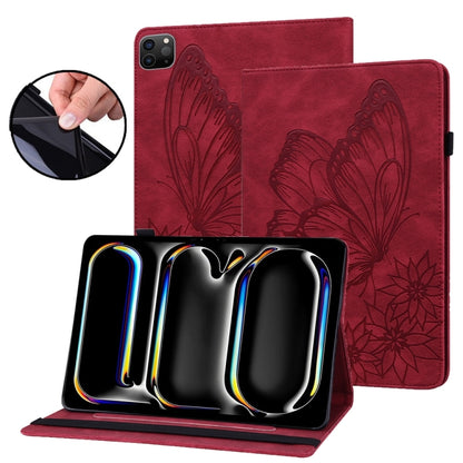 For iPad Pro 13 2024 Big Butterfly Embossed Leather Tablet Case(Red) - iPad Pro 13 2024 Cases by PMC Jewellery | Online Shopping South Africa | PMC Jewellery | Buy Now Pay Later Mobicred