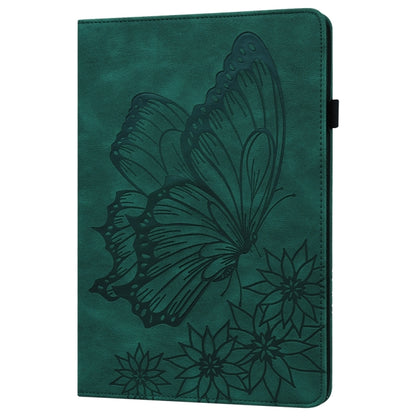 For Samsung Galaxy Tab S9 Ultra / S8 Ultra Big Butterfly Embossed Leather Tablet Case(Green) - Galaxy Tab S9 Ultra Cases by PMC Jewellery | Online Shopping South Africa | PMC Jewellery | Buy Now Pay Later Mobicred