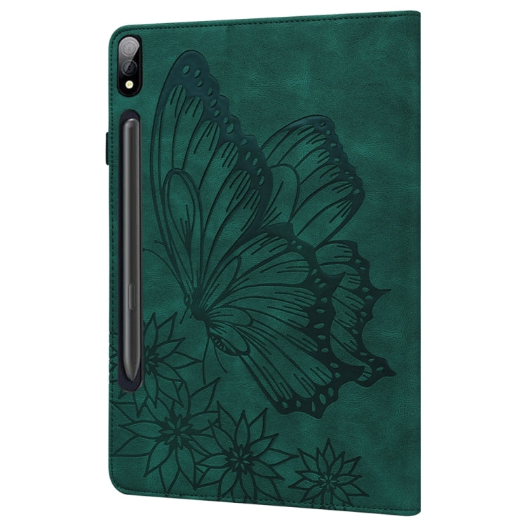 For Samsung Galaxy Tab S9 Ultra / S8 Ultra Big Butterfly Embossed Leather Tablet Case(Green) - Galaxy Tab S9 Ultra Cases by PMC Jewellery | Online Shopping South Africa | PMC Jewellery | Buy Now Pay Later Mobicred