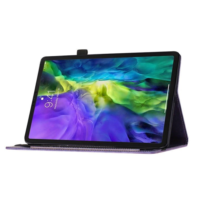 For iPad Pro 12.9 2022 / Air 13 2024 Butterfly Cat Embossing Leather Tablet Case(Purple) - iPad Pro 12.9 (2022/2021) Cases by PMC Jewellery | Online Shopping South Africa | PMC Jewellery | Buy Now Pay Later Mobicred