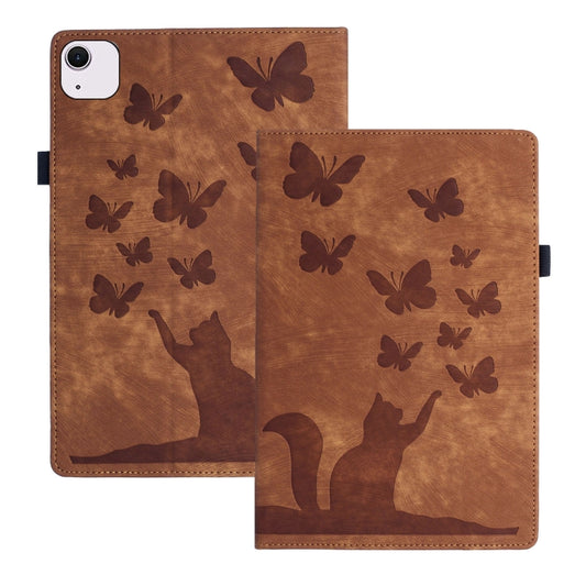 For iPad Air 11 2024 / Pro 11 2021 / 2020 Butterfly Cat Embossing Leather Tablet Case(Brown) - iPad Air 11 2024 Cases by PMC Jewellery | Online Shopping South Africa | PMC Jewellery | Buy Now Pay Later Mobicred