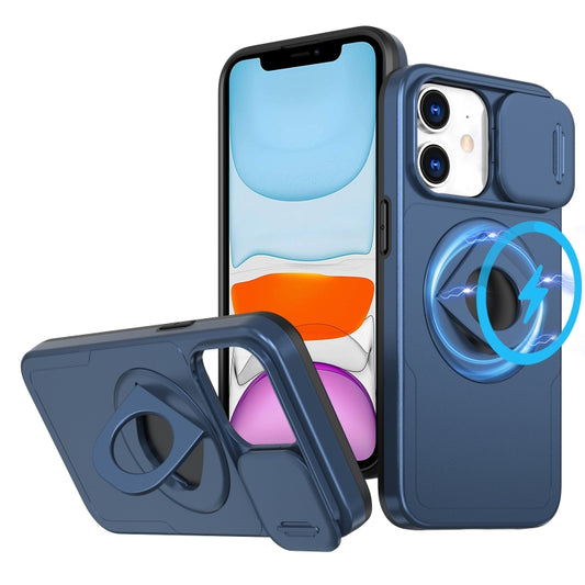 For iPhone 11 Camshield MagSafe Ring Holder Armor Phone Case(Blue) - iPhone 11 Cases by PMC Jewellery | Online Shopping South Africa | PMC Jewellery