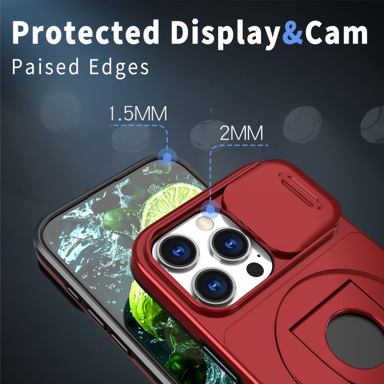 For iPhone 16 Pro Max Camshield MagSafe Ring Holder Armor Phone Case(Red) - iPhone 16 Pro Max Cases by PMC TechLife | Online Shopping South Africa | PMC TechLife | Buy Now Pay Later Mobicred