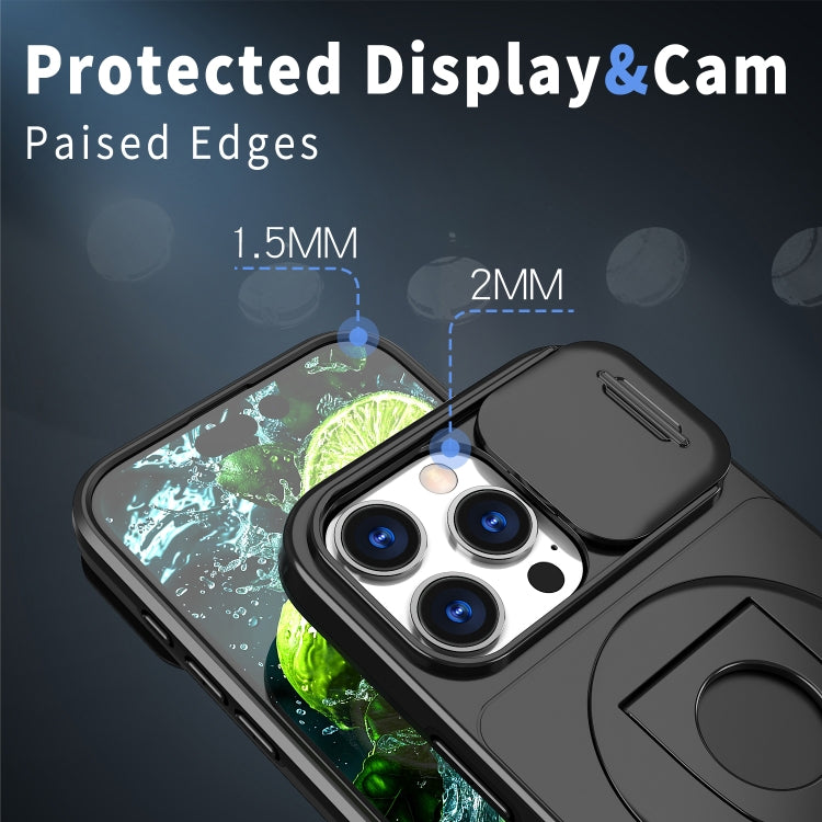 For iPhone 16 Pro Camshield MagSafe Ring Holder Armor Phone Case(Black) - iPhone 16 Pro Cases by PMC TechLife | Online Shopping South Africa | PMC TechLife | Buy Now Pay Later Mobicred