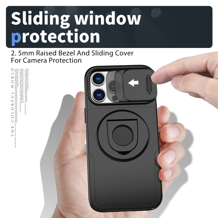 For iPhone 16 Pro Camshield MagSafe Ring Holder Armor Phone Case(Black) - iPhone 16 Pro Cases by PMC TechLife | Online Shopping South Africa | PMC TechLife | Buy Now Pay Later Mobicred