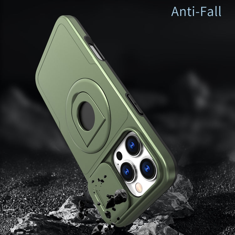 For iPhone 16 Pro Camshield MagSafe Ring Holder Armor Phone Case(Olive Green) - iPhone 16 Pro Cases by PMC TechLife | Online Shopping South Africa | PMC TechLife | Buy Now Pay Later Mobicred