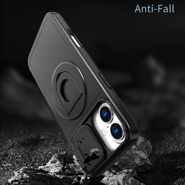 For iPhone 16 Camshield MagSafe Ring Holder Armor Phone Case(Black) - iPhone 16 Cases by PMC TechLife | Online Shopping South Africa | PMC TechLife | Buy Now Pay Later Mobicred