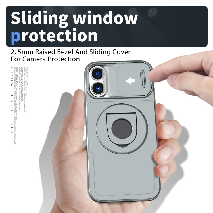For iPhone 16 Camshield MagSafe Ring Holder Armor Phone Case(Titanium Grey) - iPhone 16 Cases by PMC TechLife | Online Shopping South Africa | PMC TechLife | Buy Now Pay Later Mobicred