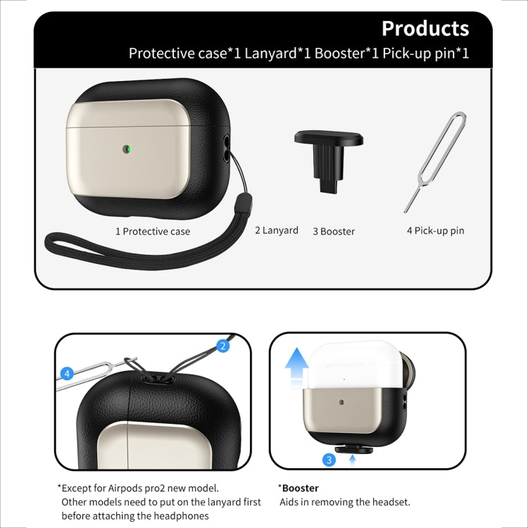 For AirPods Pro 2 Electroplated Leather Texture Wireless Earphones Protective Case(Silver) - For AirPods Pro 2 by PMC Jewellery | Online Shopping South Africa | PMC Jewellery | Buy Now Pay Later Mobicred