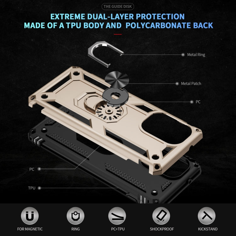 For Motorola Edge 2024 Shockproof TPU + PC Phone Case with Holder(Gold) - Motorola Cases by PMC Jewellery | Online Shopping South Africa | PMC Jewellery | Buy Now Pay Later Mobicred