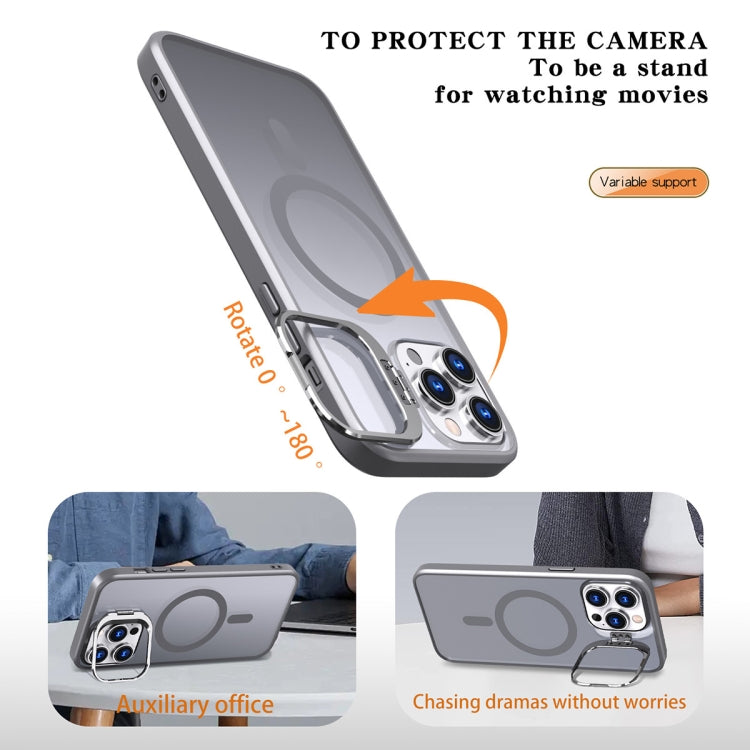 For iPhone 14 Pro Max Metal Invisible Camera Holder MagSafe Magnetic Phone Case(Grey) - iPhone 14 Pro Max Cases by PMC Jewellery | Online Shopping South Africa | PMC Jewellery