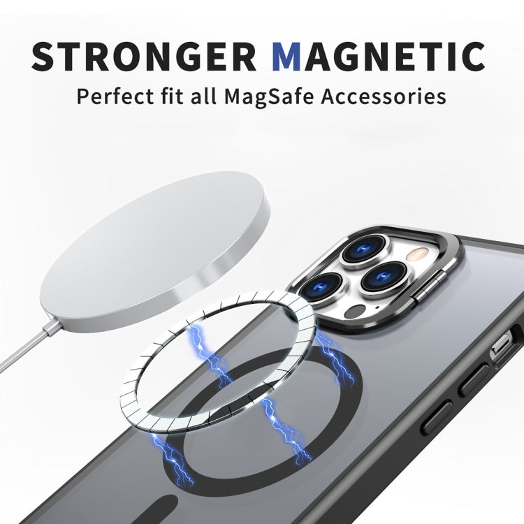 For iPhone 11 Pro Metal Invisible Camera Holder MagSafe Magnetic Phone Case(Black) - iPhone 11 Pro Cases by PMC Jewellery | Online Shopping South Africa | PMC Jewellery