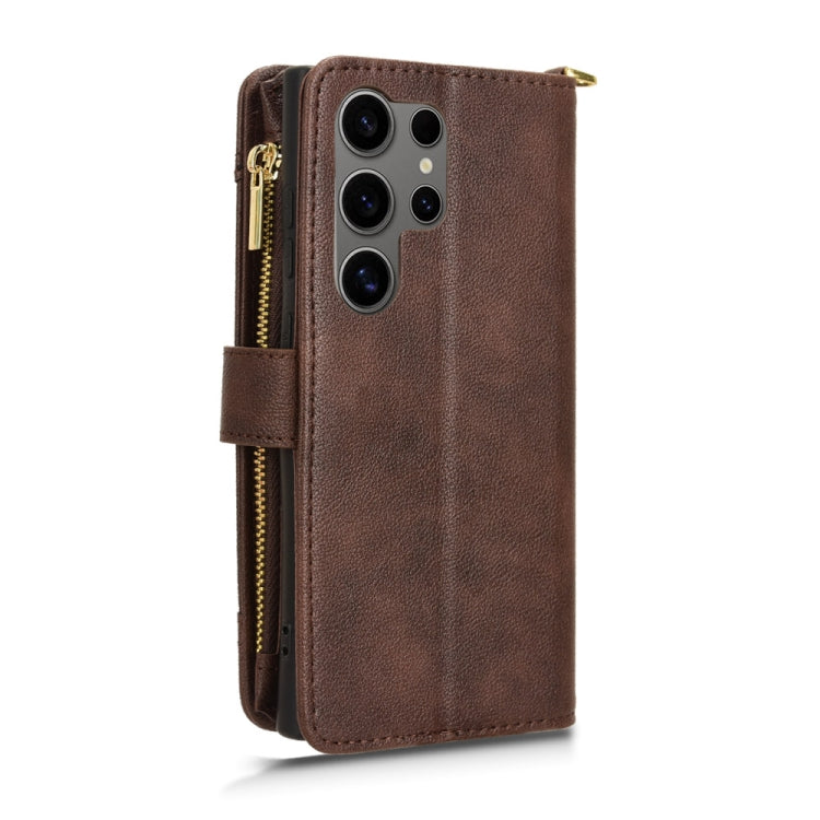 For Samsung Galaxy S24 Ultra 5G Litchi Texture Zipper Leather Phone Case(Brown) - Galaxy S24 Ultra 5G Cases by PMC Jewellery | Online Shopping South Africa | PMC Jewellery