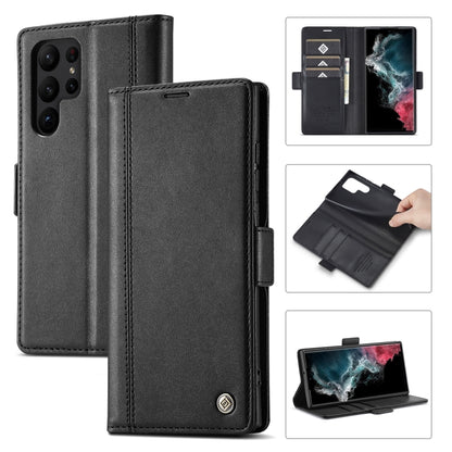 For Samsung Galaxy S24 Ultra LC.IMEEKE Skin-friendly Card Slots Leather Phone Case(Black) - Galaxy S24 Ultra 5G Cases by LC.IMEEKE | Online Shopping South Africa | PMC Jewellery | Buy Now Pay Later Mobicred