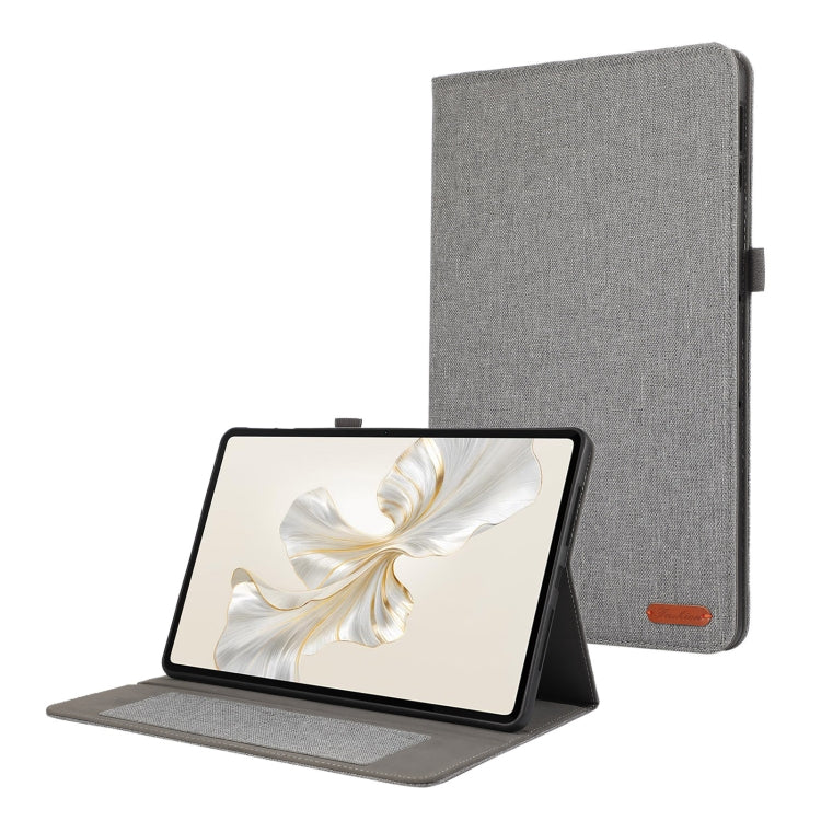 For Honor Pad 9 Fabric Texture Horizontal Flip Leather Tablet Case(Gray) - Honor by PMC TechLife | Online Shopping South Africa | PMC TechLife | Buy Now Pay Later Mobicred