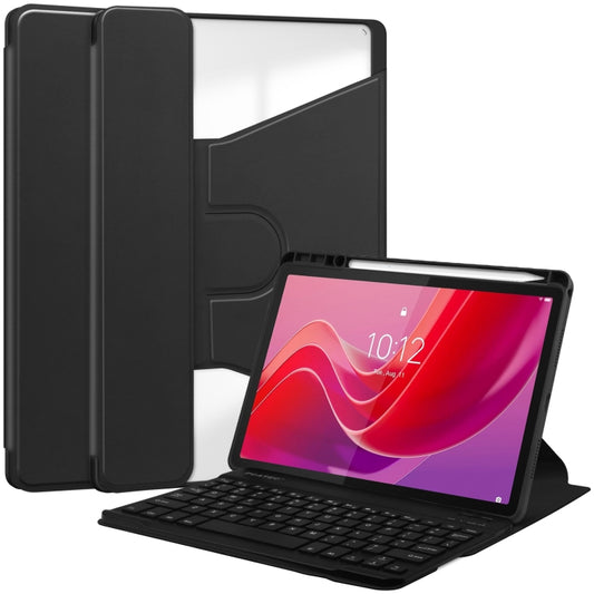 For Lenovo Tab M11/Xiaoxin Pad 11 2024 360 Rotation Transparent Smart Leather Case with Keyboard(Black) - Lenovo by PMC Jewellery | Online Shopping South Africa | PMC Jewellery | Buy Now Pay Later Mobicred