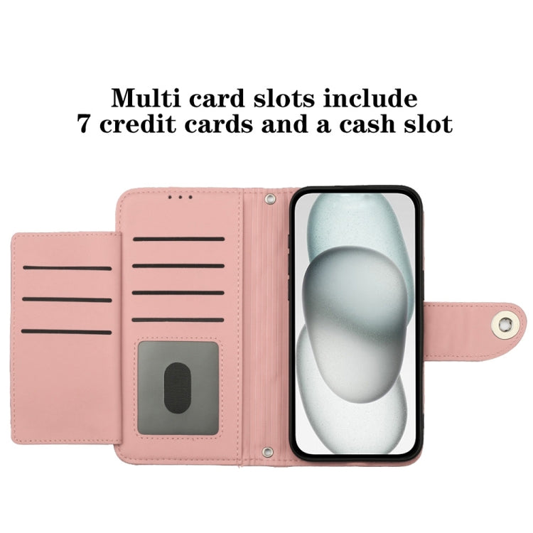 For Google Pixel 9 / Pixel 9 Pro Rhombic Texture Flip Leather Phone Case with Lanyard(Coral Pink) - Google Cases by PMC TechLife | Online Shopping South Africa | PMC TechLife | Buy Now Pay Later Mobicred