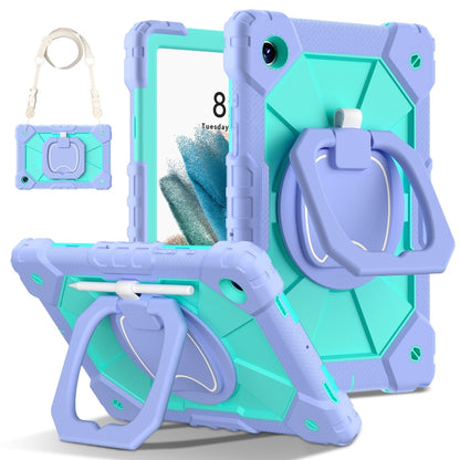 For Samsung Galaxy Tab A8 10.5 2021 Contrast Color Robot Silicone Hybrid PC Tablet Case(Purple Mint Green) - Other Galaxy Tab PC by PMC Jewellery | Online Shopping South Africa | PMC Jewellery